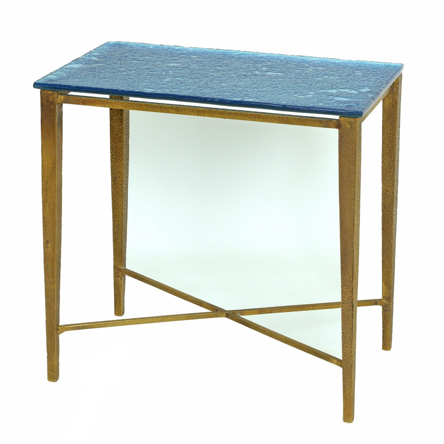 PAIR OF BRASS / GLASS SIDE TABLES