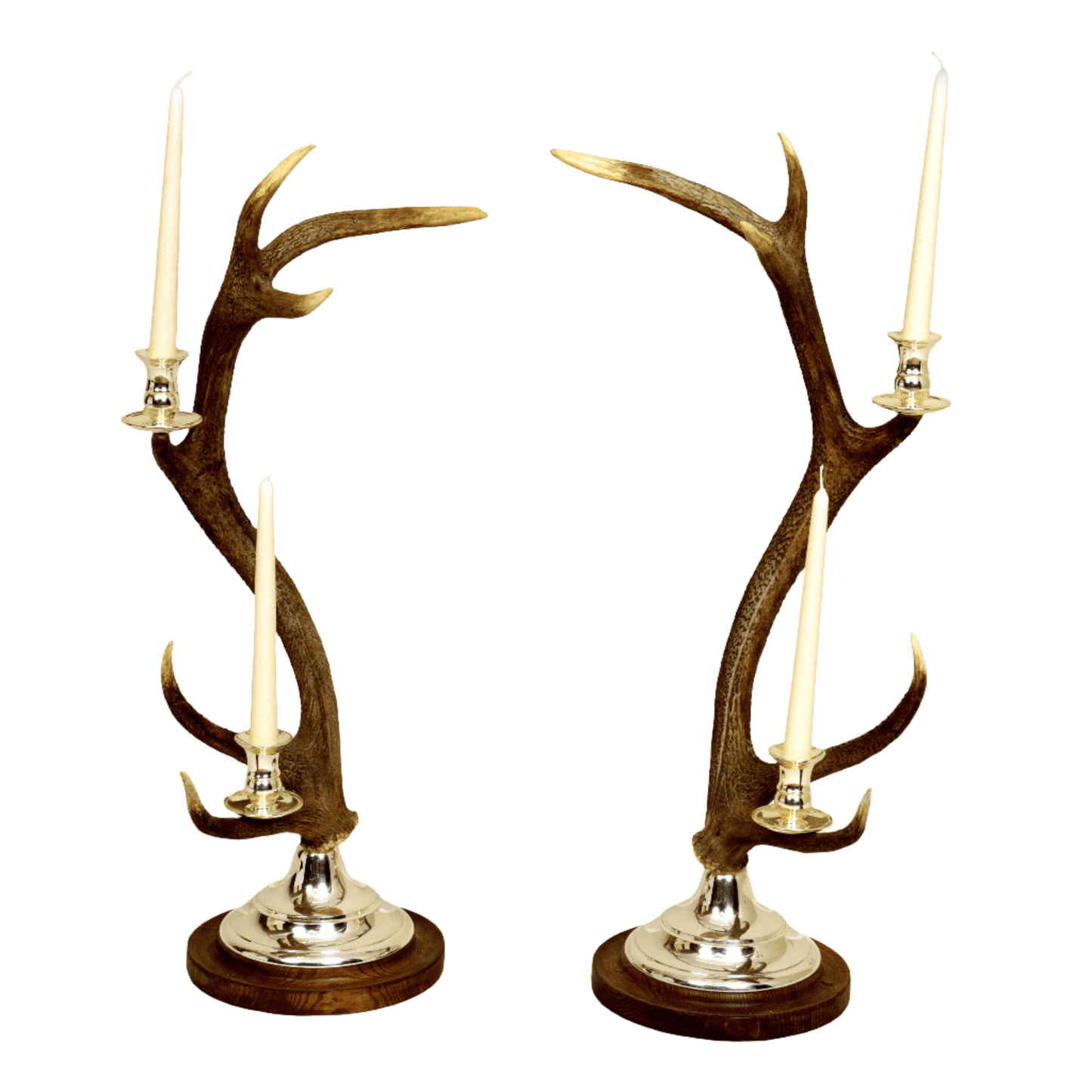 Antler Candlestick 2 arm silver plated