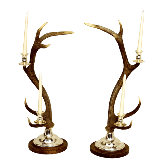 Antler Candlestick 2 arm silver plated