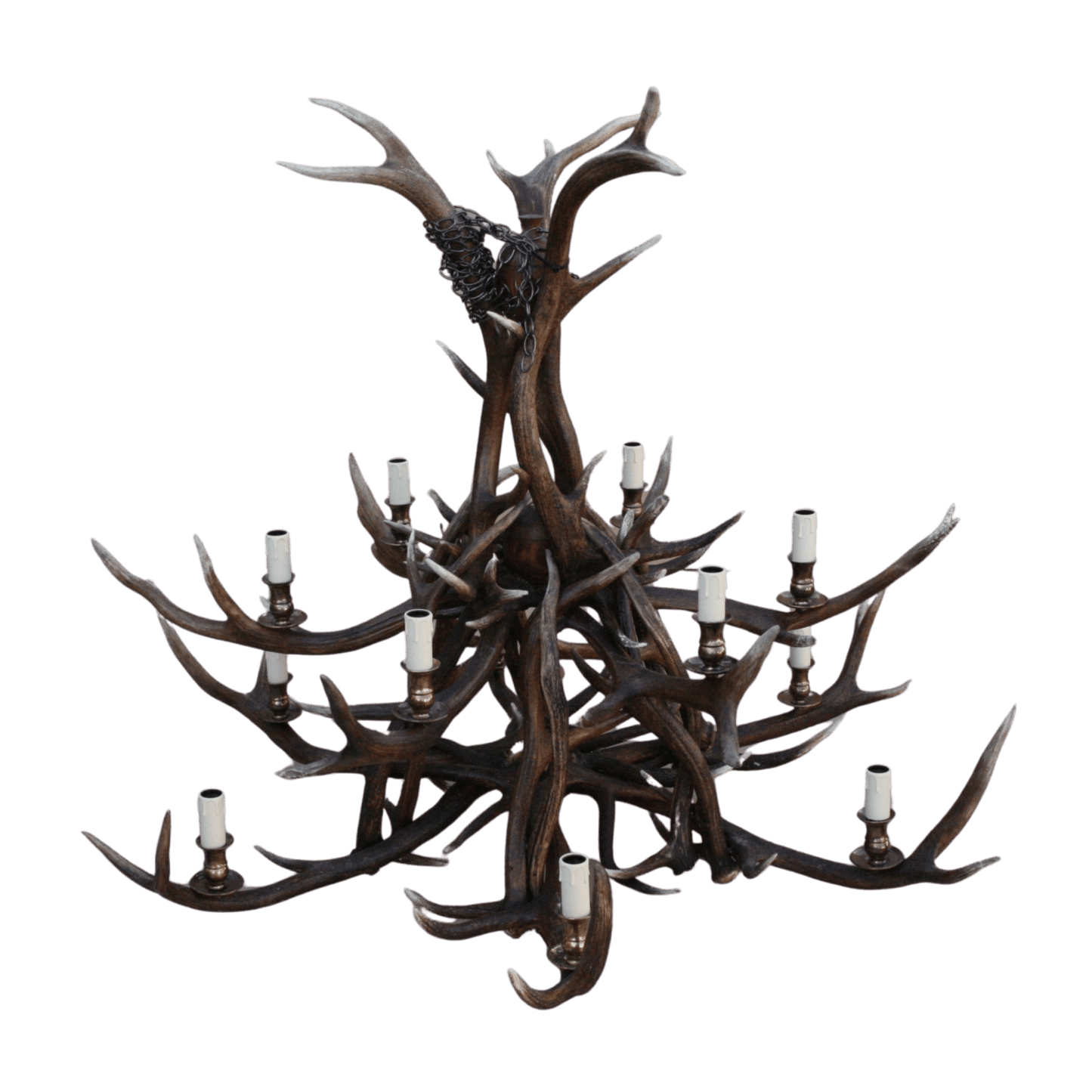 Antler 2 -Tier Red Deer Chandelier / 12 lights