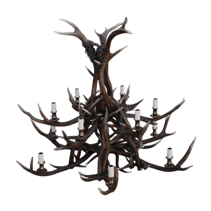 Antler 2 -Tier Red Deer Chandelier / 12 lights