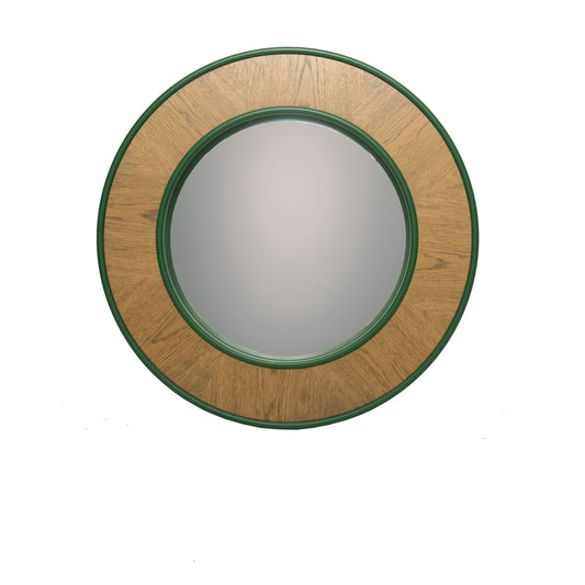 Oak Mirror with Green Rim