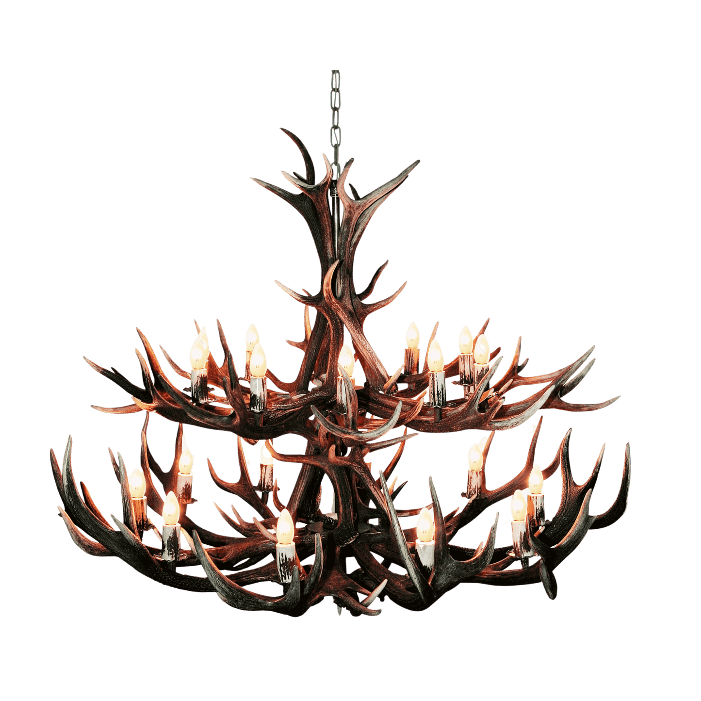 Chandelier - 2 - tier extra large red deer / 20 lights