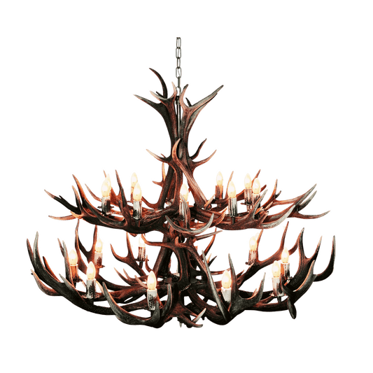 Chandelier - 2 - tier extra large red deer / 20 lights