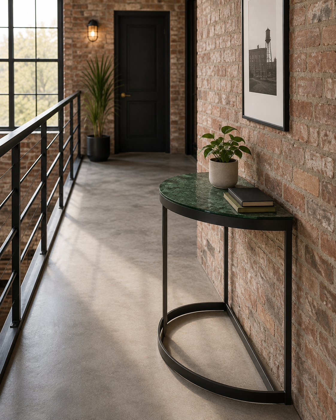 Glass-top Demi-lune Table