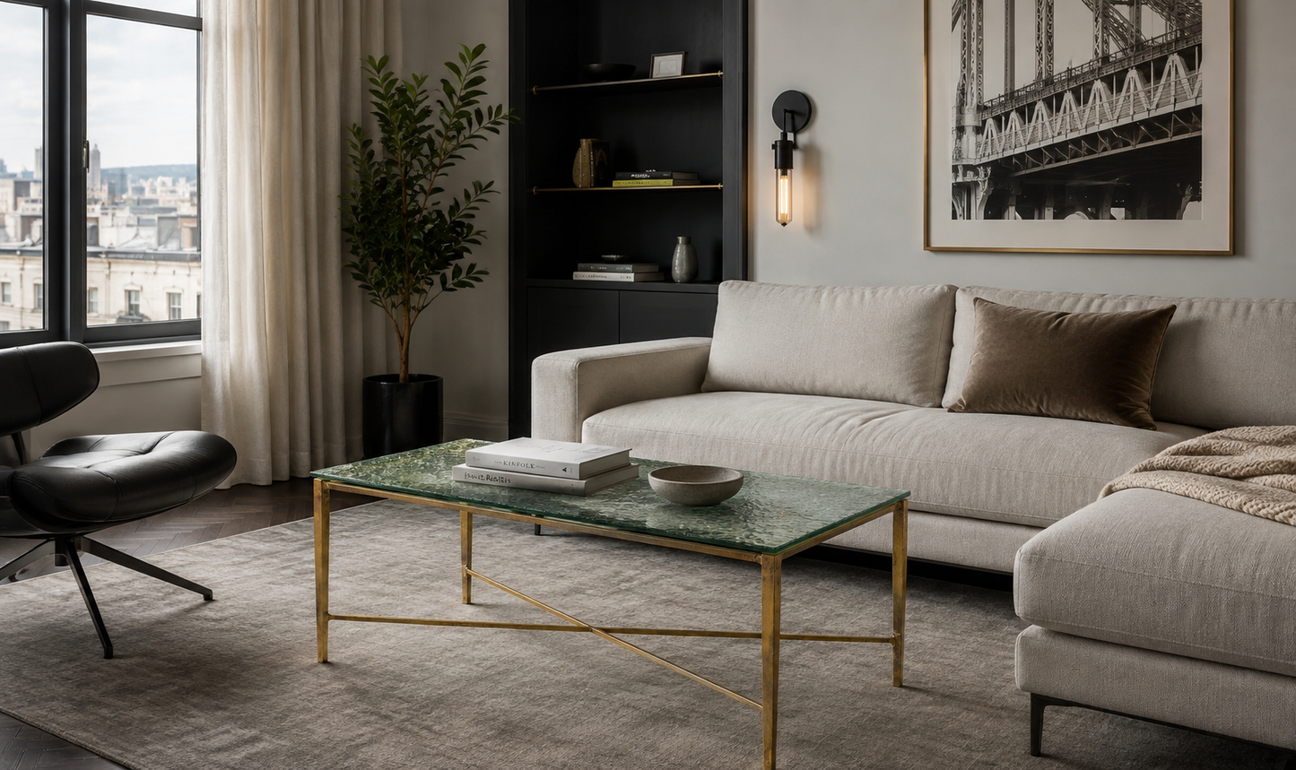 Glass/Brass Coffee Table