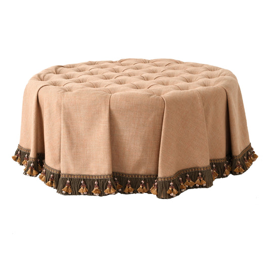 Round deep-buttoned Stool with Skirt