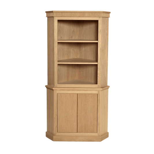 Ribbed Oak Corner Cupboard