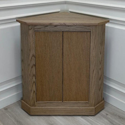 Ribbed Oak Corner Cupboard