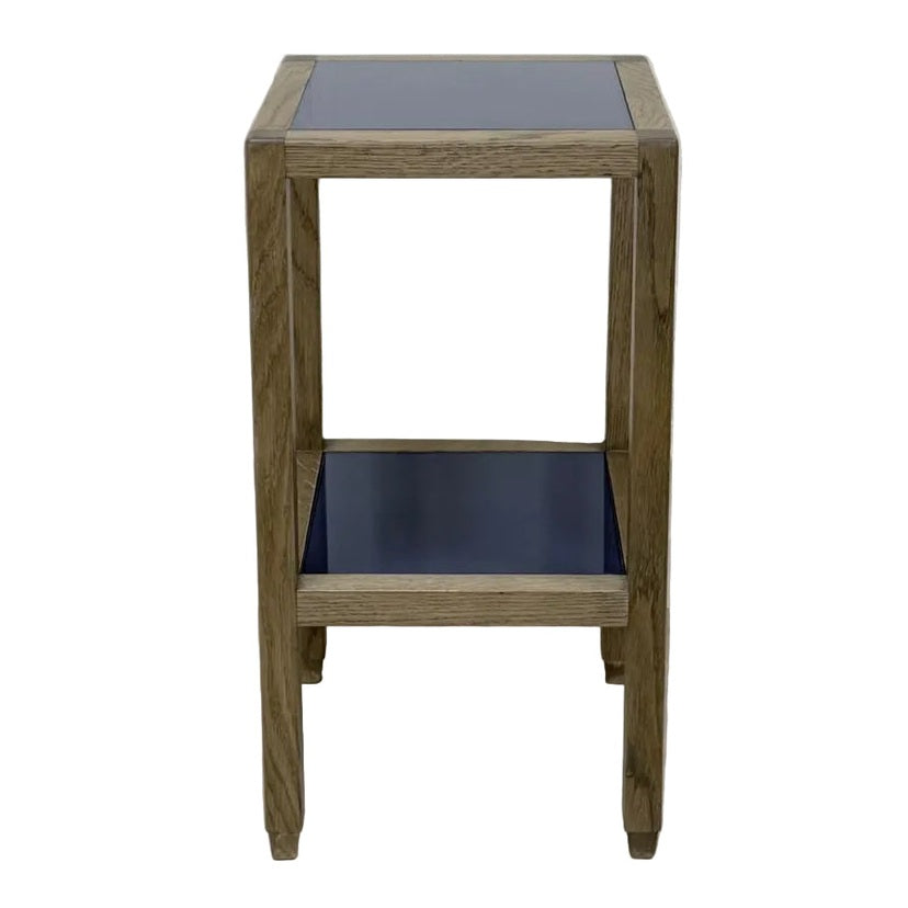 Oak & Blue Glass Side Table: £125.00