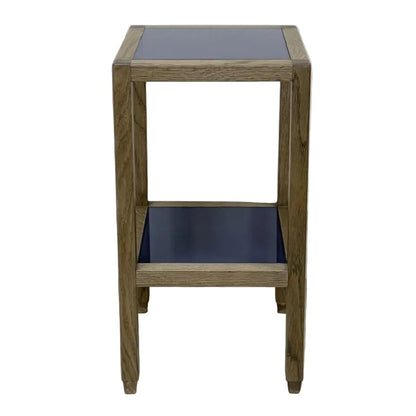 Oak & Blue Glass Side Table: £125.00