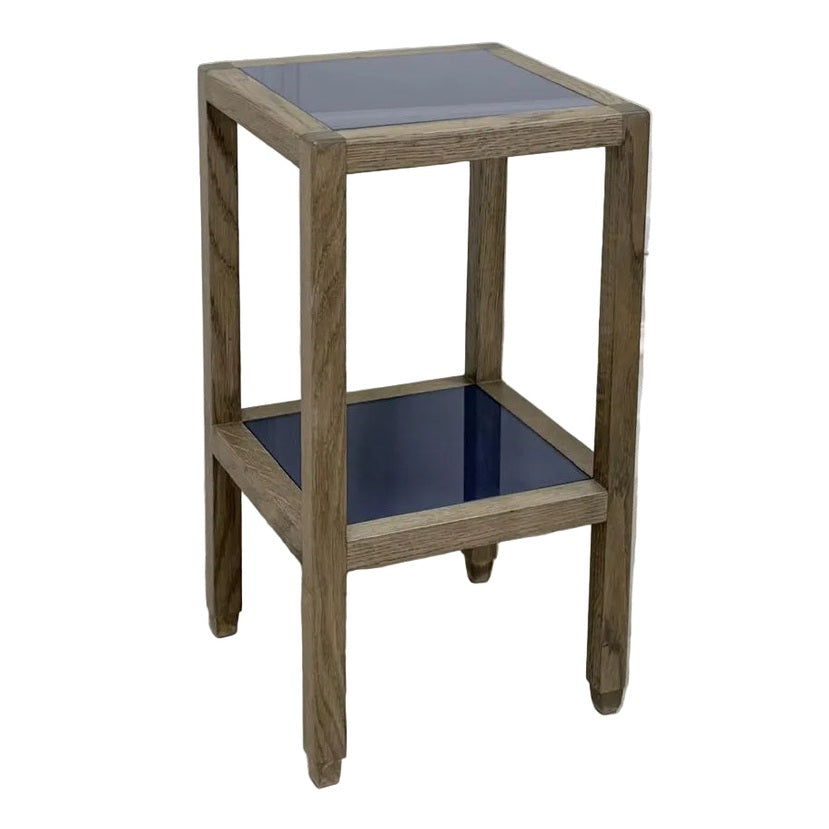 Oak & Blue Glass Side Table: £125.00