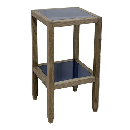 Oak & Blue Glass Side Table: £125.00