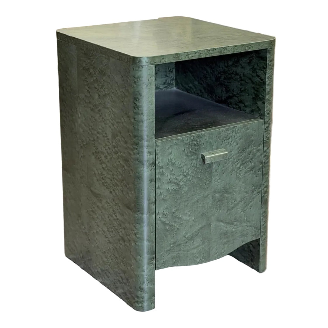 Green Stain Birdseye Maple Veneered Bedside Table