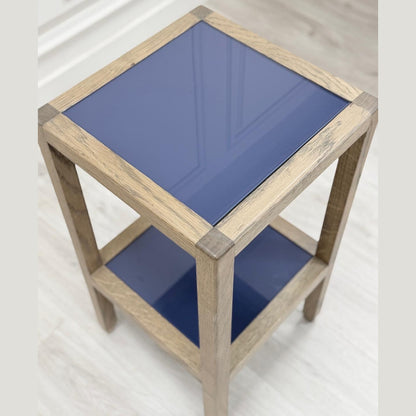 Oak & Blue Glass Side Table: £125.00