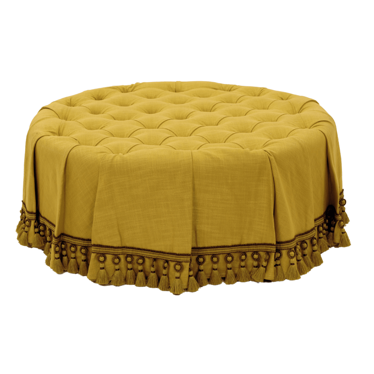 Deep Button Stool Round deep-buttoned Stool with Skirt – Clock House Furniture