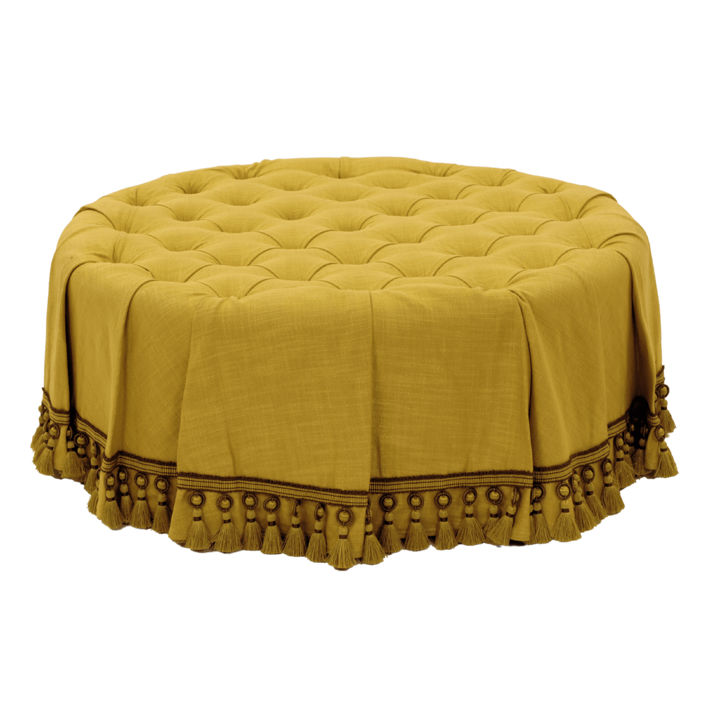 Round deep-buttoned Stool with Skirt